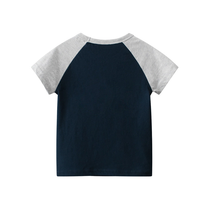 Baby Boy Embroidered Graphic Color Matching Design Tee
