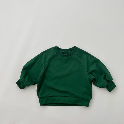 Baby Solid Color Long Sleeve Pullover Crewneck Hoodies My Kids-USA