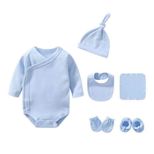 Newborn Solid Color Cotton Bodysuit Thin Style Sets, MyKids-USA®, Baby One-Pieces, MyKids-USA - Size/Age - 52 (Newborn) - Color - Blue -  -  - JM2212101435-A.