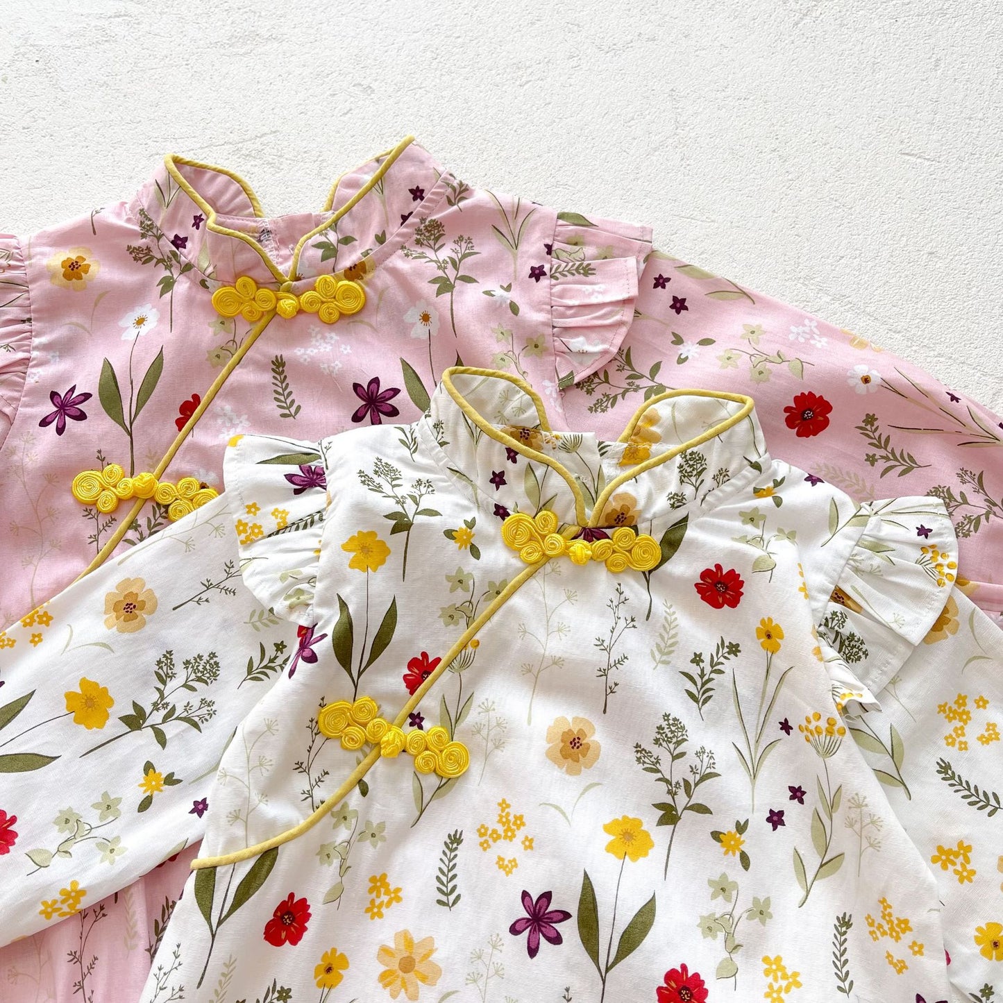 Baby Girl Floral Print Long-Sleeved Qipao Stylish Onesies