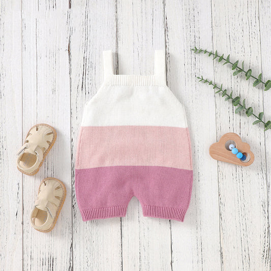 Baby Colorblock Pattern Sling Knitwear Summer Romper, MyKids-USA®, Baby One-Pieces, MyKids-USA -  -  -  -  -  -  - .