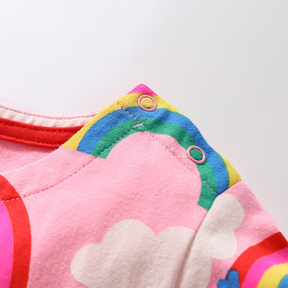 Robe bébé fille arc-en-ciel graphique à manches courtes et col rond 