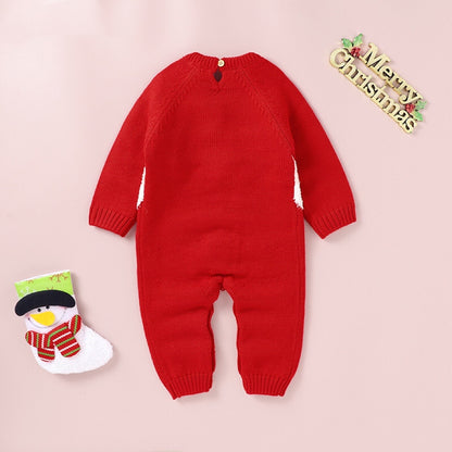 Baby Cartoon Christmas Pattern Long Sleeves Sweater Rompers My Kids-USA