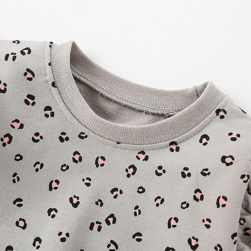 Baby Girl Dot Pattern Ruffle Design Long Sleeve Sweet Hoodie