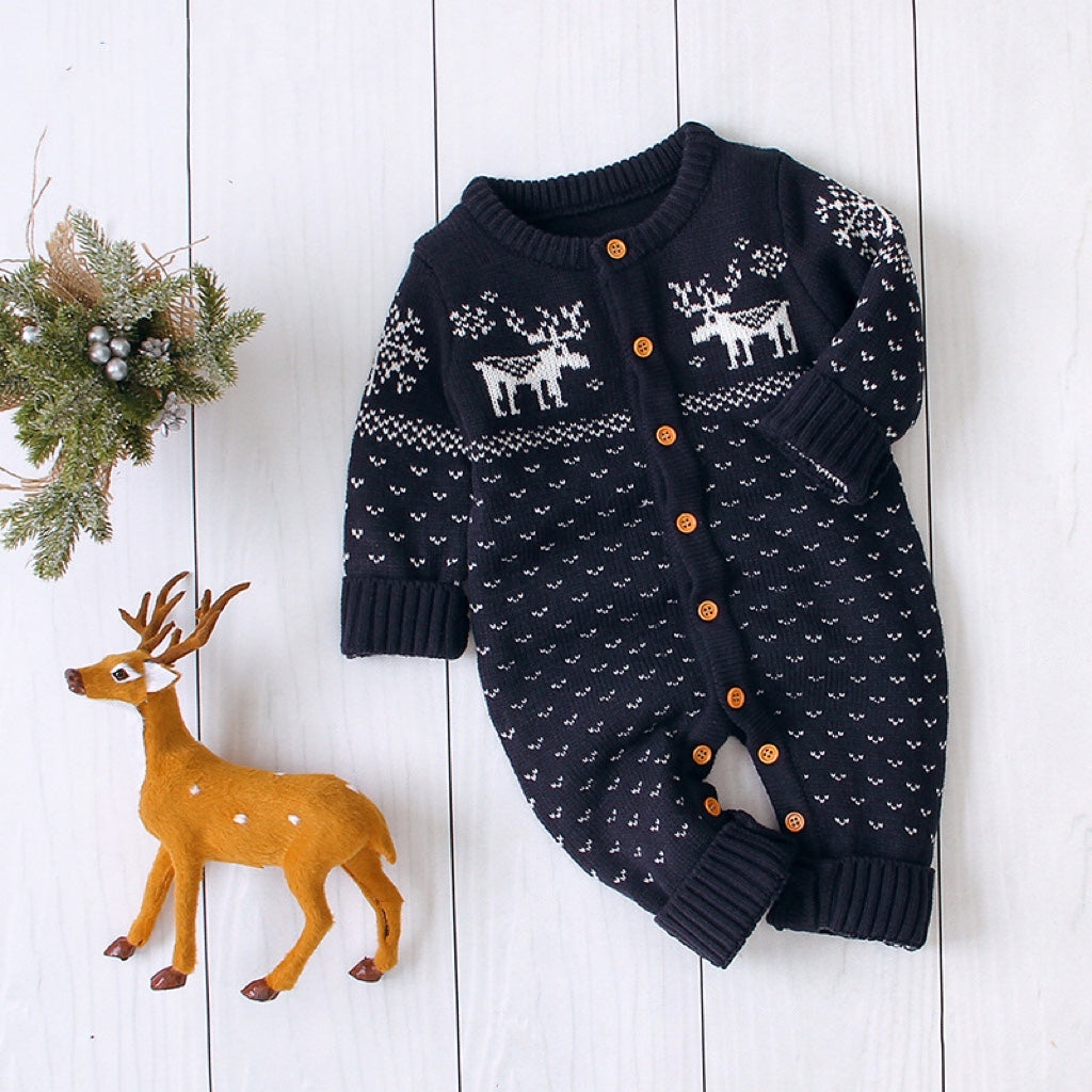 Baby Christmas Giraffe Pattern Style Knitted Romper My Kids-USA