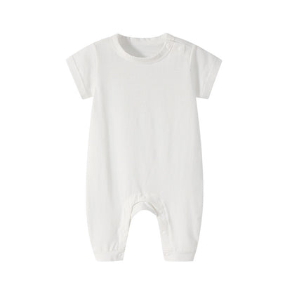 Baby Solid Color Thin Style Short Sleeve Rompers Sleepwear