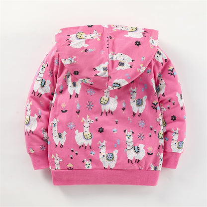Baby Girl All Over Animal Pattern Quality Hoodie With Hat