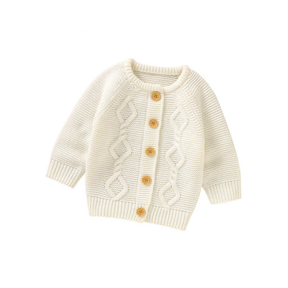 Baby Solid Color Crochet Knitting Design Knit Cardigan My Kids-USA