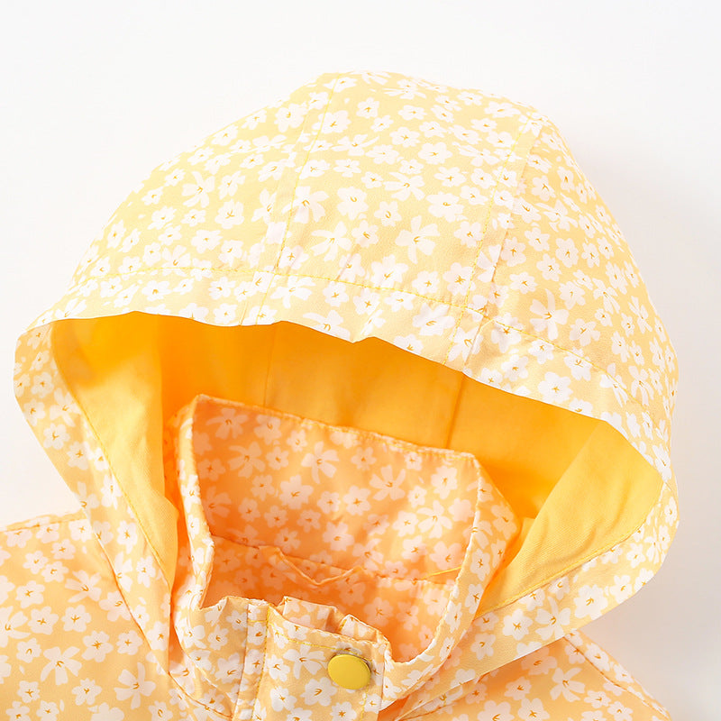 Baby Girl Ditsy Flower Pattern Long Sleeve Windbreaker Coat My Kids-USA
