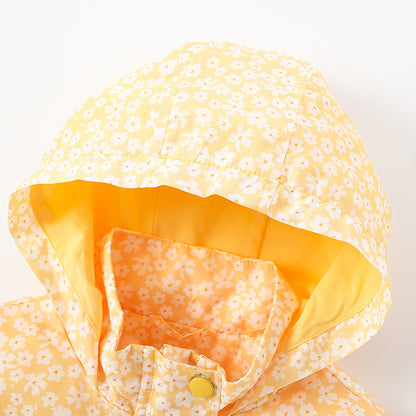 Baby Girl Ditsy Flower Pattern Long Sleeve Windbreaker Coat My Kids-USA