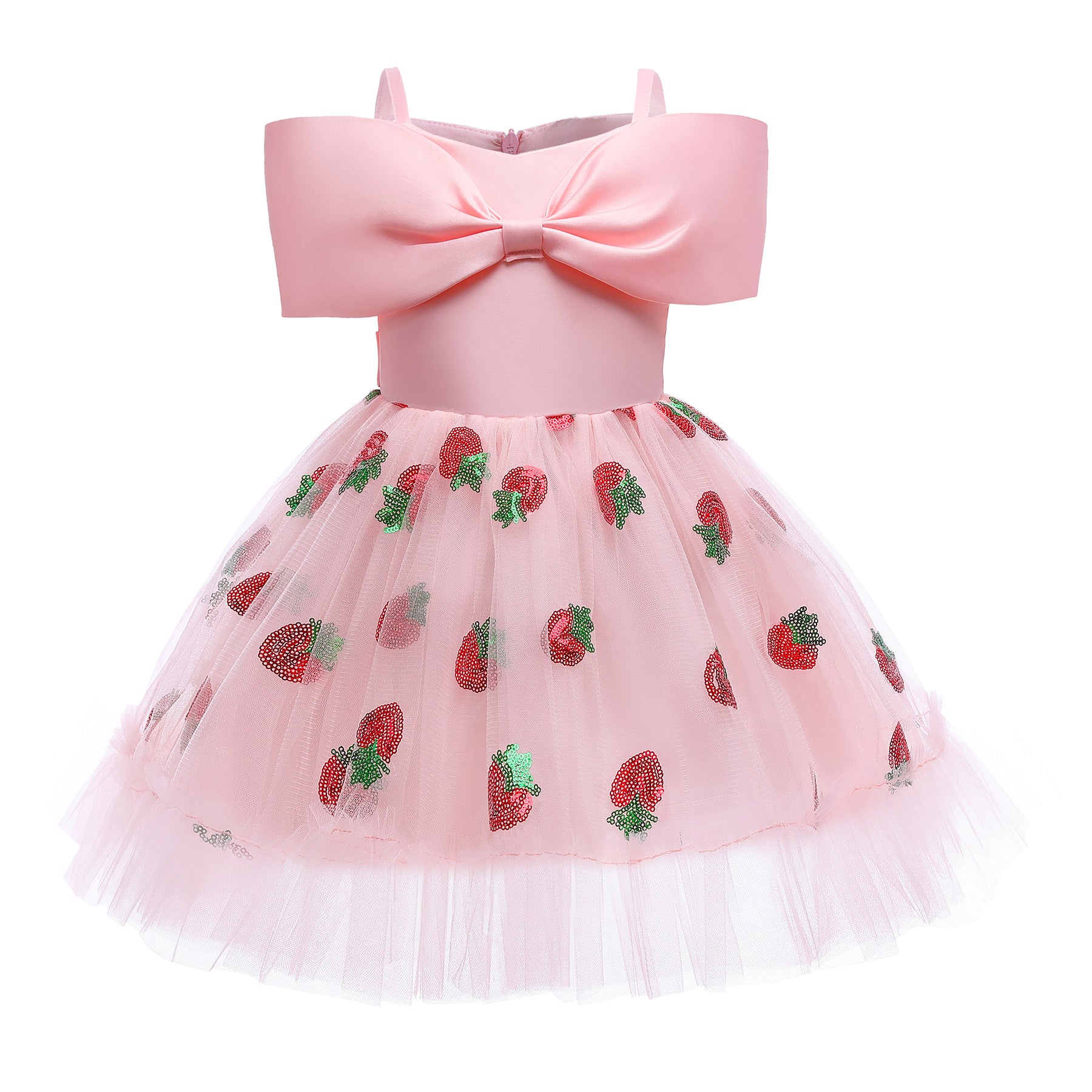 Baby Girl Strawberry Sequins Pattern Bow Tie Design Sling Tutu Formal   MyKids-USA