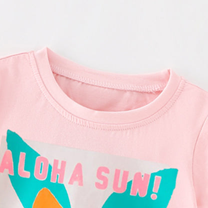 T-shirt de qualité en coton doux graphique à fleurs pour bébé fille 