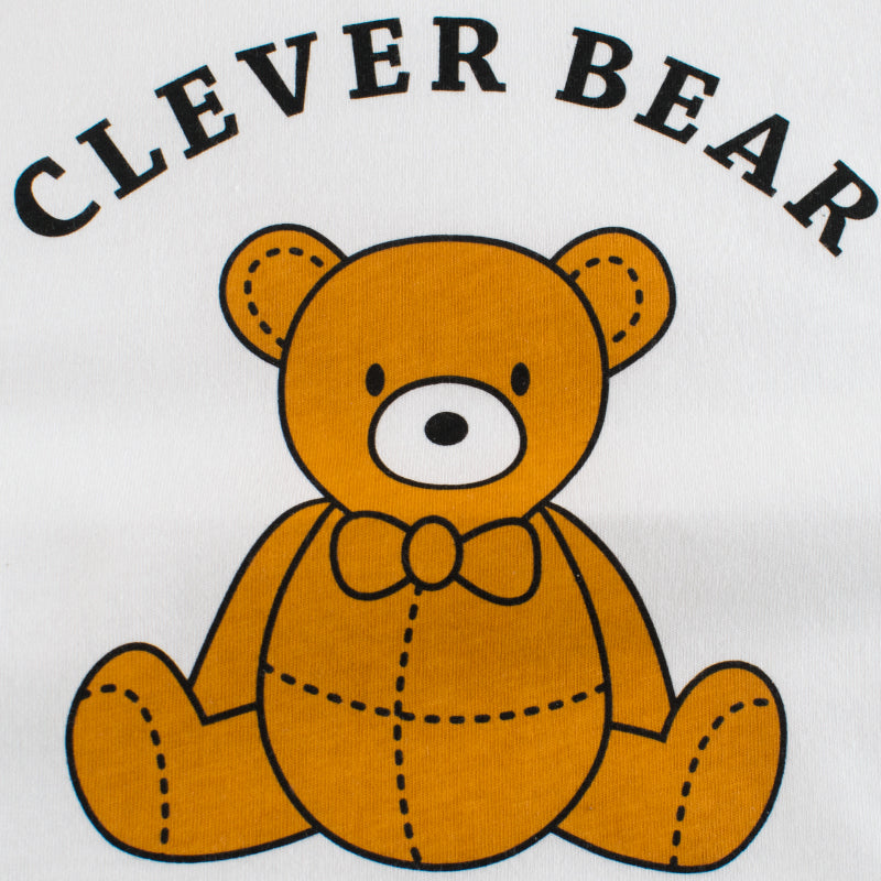 Girl Clever Bear Letter Combo Cartoon Bear Print Short-Sleeved T-Shirt