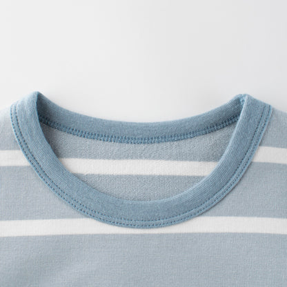 Baby Blue Striped Pattern Long Sleeve Soft Cotton Shirt