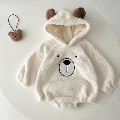 Baby Bear Embroidered Pattern Soft Bodysuits In Autumn My Kids-USA
