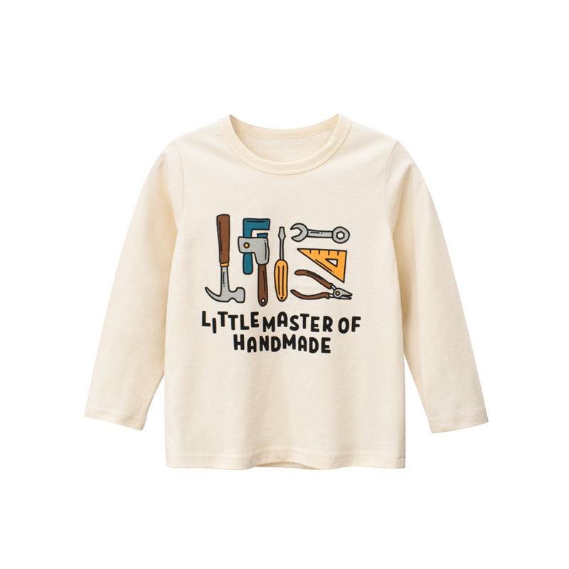 Baby Boy Cartoon Tools And Letter Pattern Cute Shirt