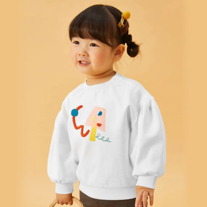 Baby Girl Embroidered Pattern Round Neck Cute Hoodies