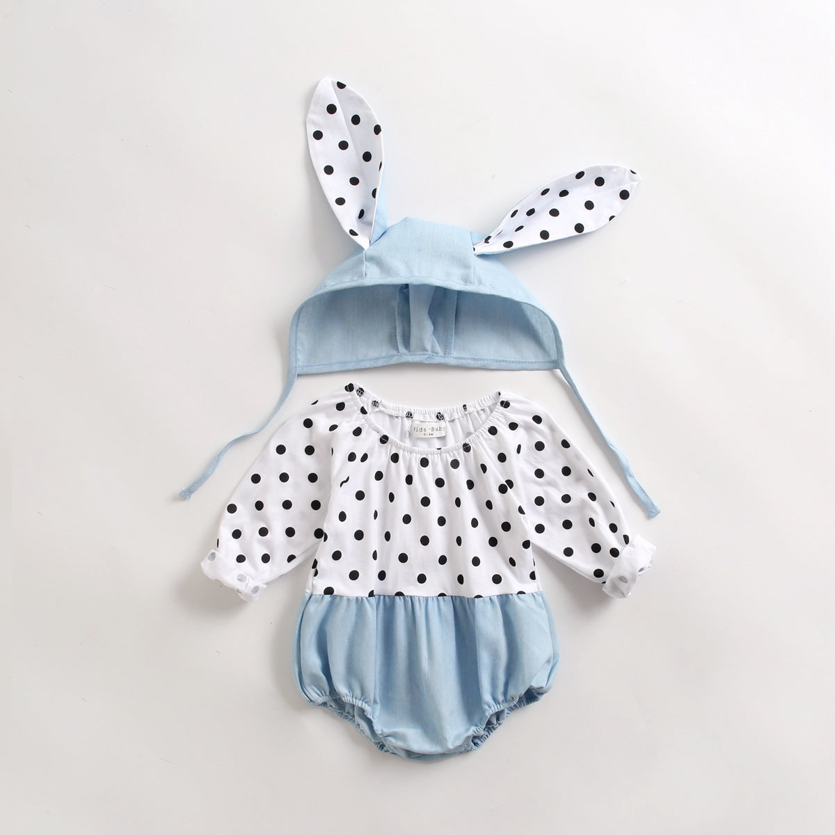Baby Girl Polka Dot Graphic Long Sleeved Cute Bodysuit & Hats My Kids-USA