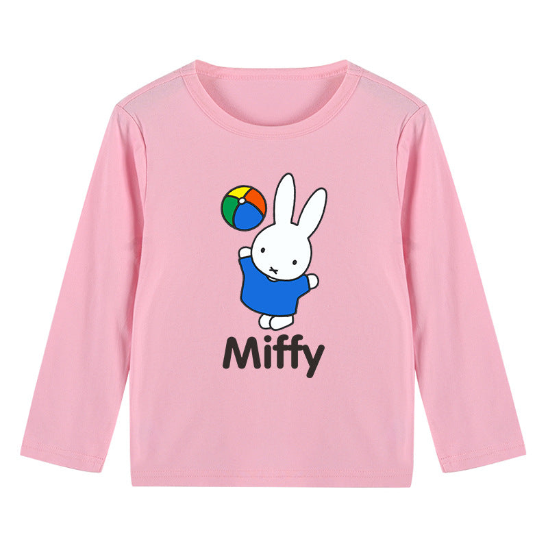 Baby Cute Bunny Print Pattern Simple Style Cotton Shirt