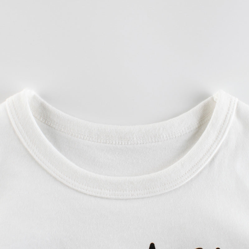 Boy Letter Print With Car Pattern Round-Collar T-Shirt