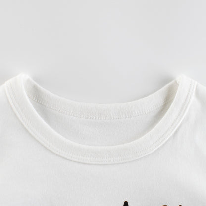 Boy Letter Print With Car Pattern Round-Collar T-Shirt