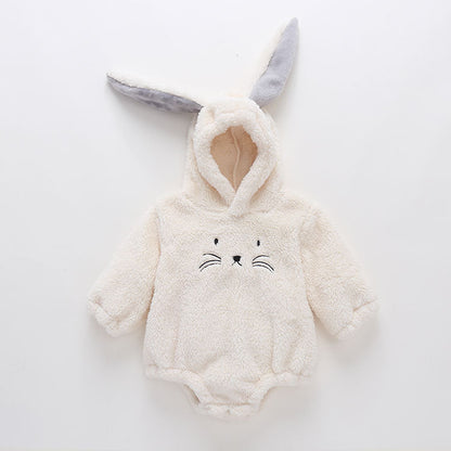 Baby Embroidered Pattern Rabbit Ear Design Thickened Onesies Bodysuit My Kids-USA