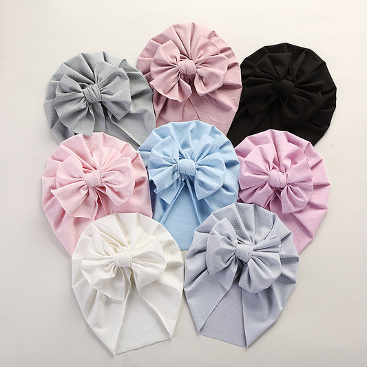 Baby Solid Color Ice Silk Fabric Big Bow Hats