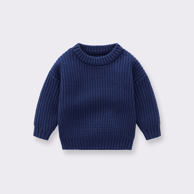 Suéter suelto de calidad de diseño tejido a mano de color sólido para bebé