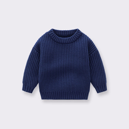 Pull de qualité en tricot à la main pour bébé de couleur unie