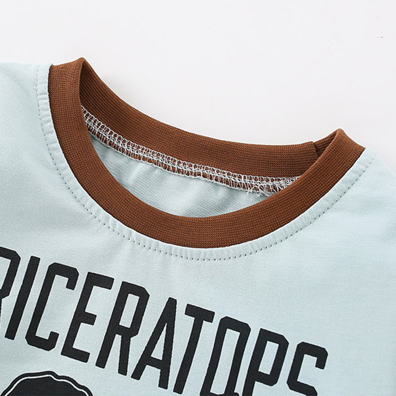 Camisa de diseño de bloque de color con patrón de estampado animal de dibujos animados de bebé niño 
