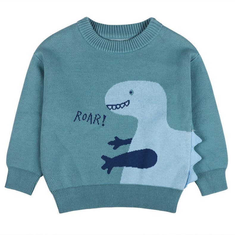 Baby Boy Cute Dinosaur Graphic Fashion Color Long Sleeves Sweater My Kids-USA
