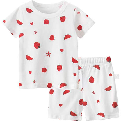 Girls Fruit Print Sets In Summer Outfit Wearing
