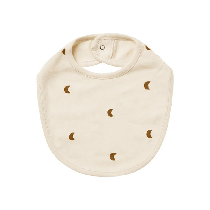 Baby Printed Pattern Covered Button Design Pure Cotton Bibs