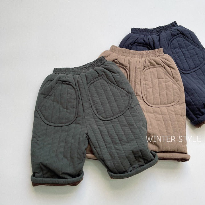 Baby Solid Color Cotton Quilted Winter Pants Outfits My Kids-USA