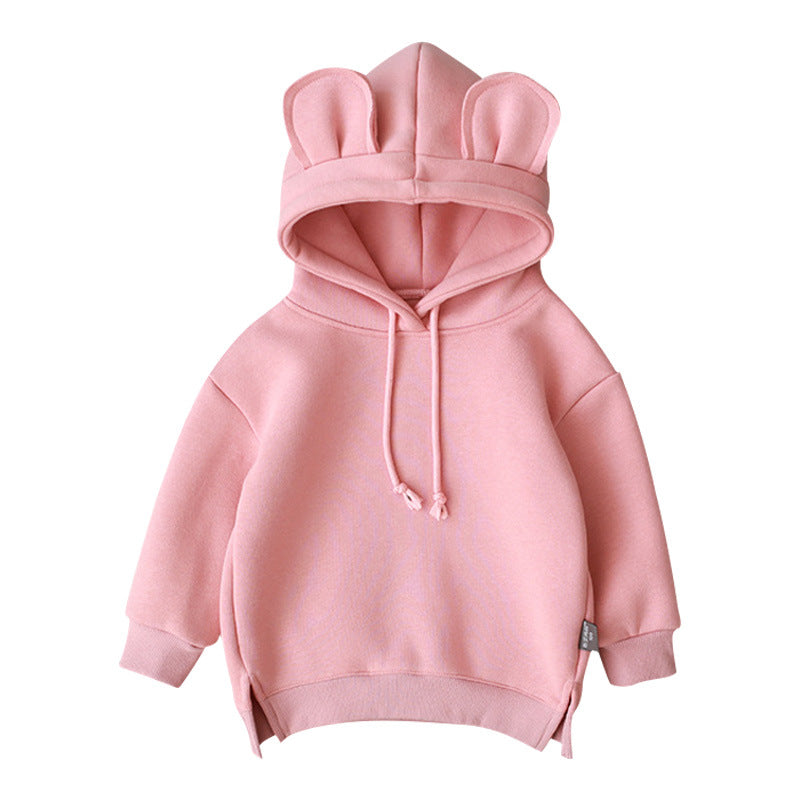 Baby Solid Color Animal Ear Patch Design Autumn Korean Style Hoodie My Kids-USA