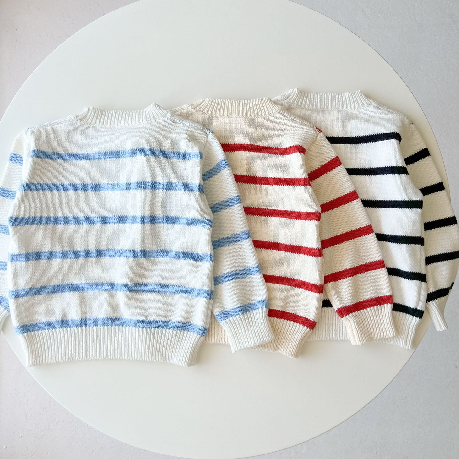 Baby Striped Pattern Embroidered Design Pullover Quality Sweater My Kids-USA
