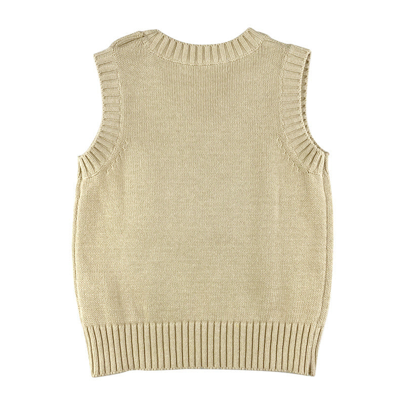 Baby Boy Cartoon Train Pattern Sleeveless Knitted Sweater Vest My Kids-USA