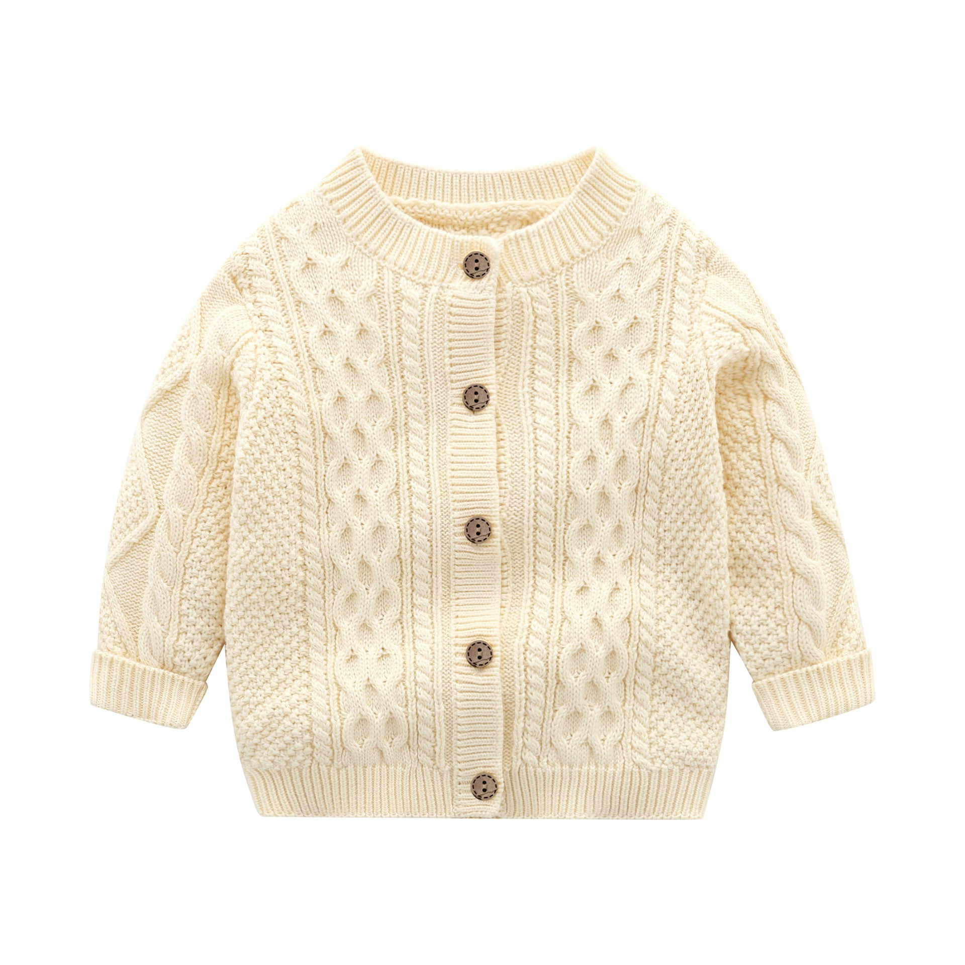 Baby Solid Color Crochet Knitted Pattern Single Breasted Design Sweater Cardigan My Kids-USA