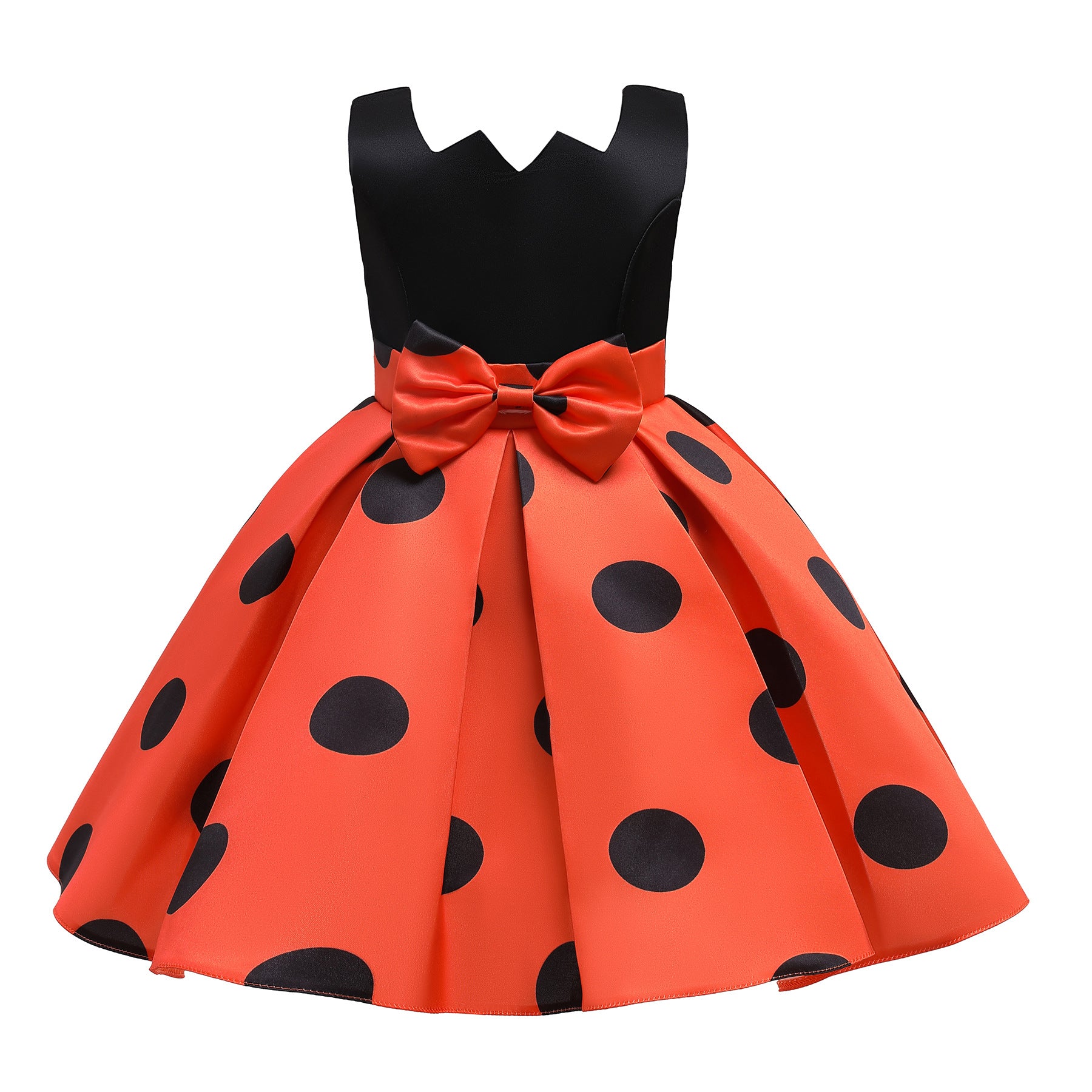 Baby Girl Polka Dot Graphic Sleeveless Performance Evening Dress 110 (3-5Y) / Red