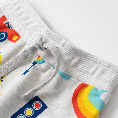 Pantalones de calidad de otoño de algodón suave con patrón de estampado de dibujos animados de bebé niño 