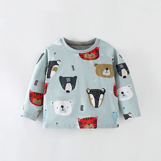Baby Boy Cartoon Animal Graphic Long Sleeve Autumn Shirt My Kids-USA