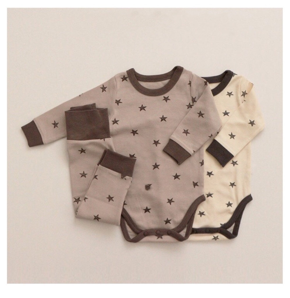 Baby Star & Moon Graphic Cotton Bodysuit Combo Pants Thermal Underwear Sets My Kids-USA