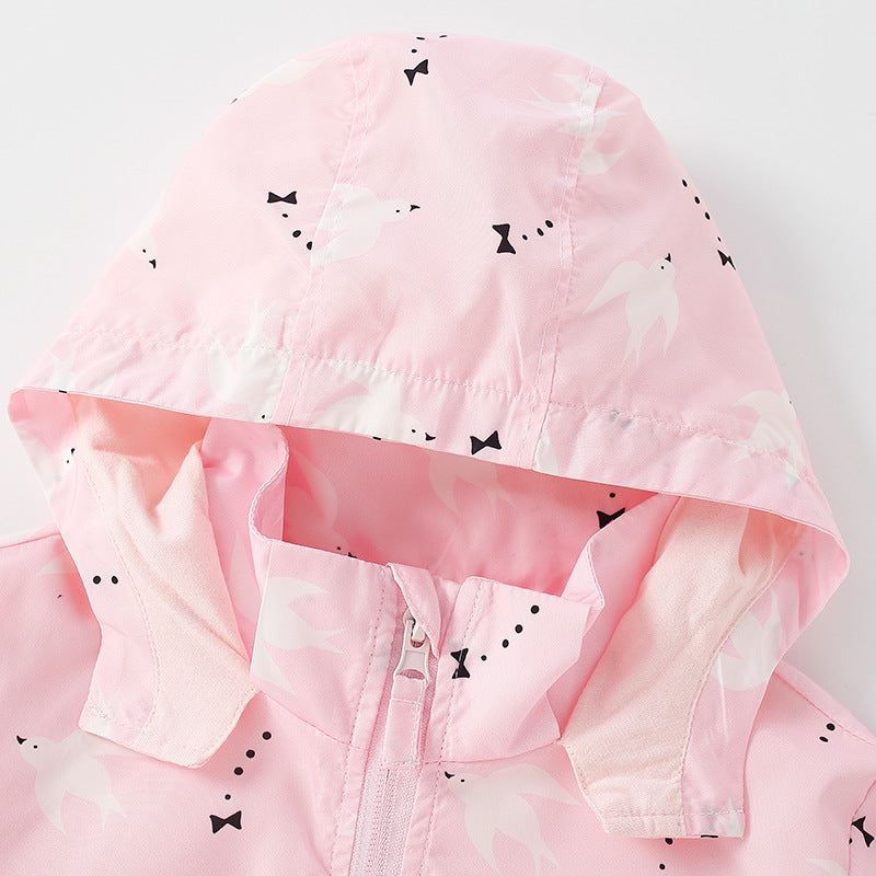 Baby Girl Bow Print Pattern Fashion Zipper Windbreaker Jacket My Kids-USA