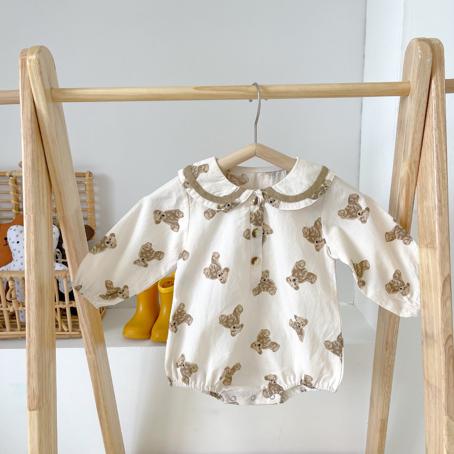 Baby Dot & Bear Graphic Long Sleeve Onesies In Autumn Outfits My Kids-USA