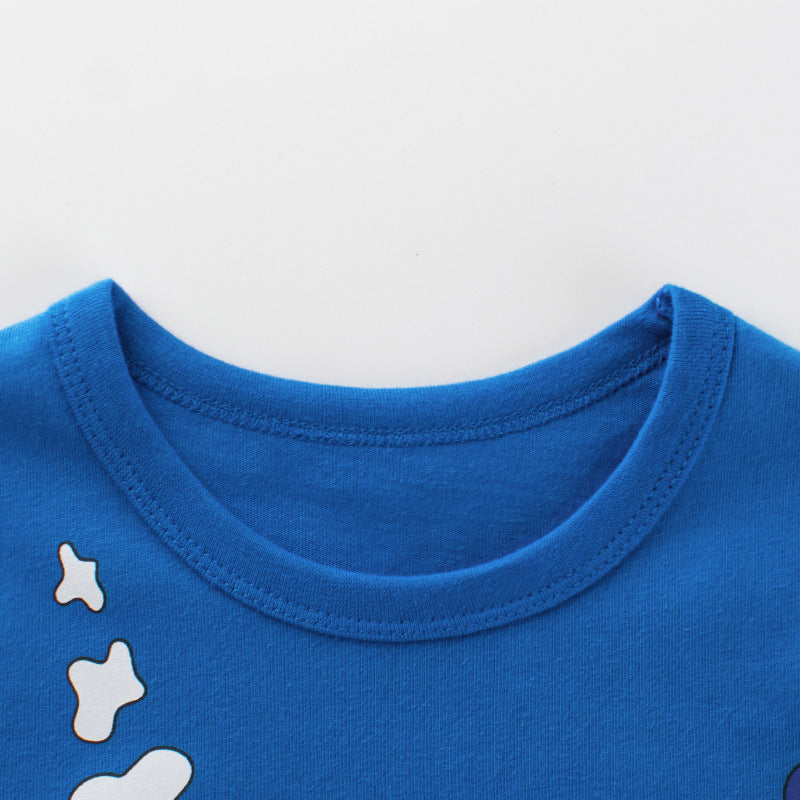Baby Boy Cartoon Excavator Pattern Long Sleeve Cotton Shirt