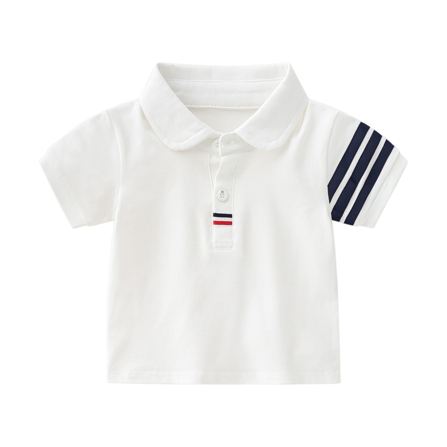Baby Boy 1pcs Side Striped Design Quarter Button Lapel T-Shirt Combo Medium Pants Sets My Kids-USA