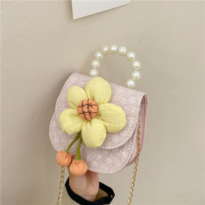 Bolsos cruzados lindos estilo Chanel con estampado floral para niñas y niños 