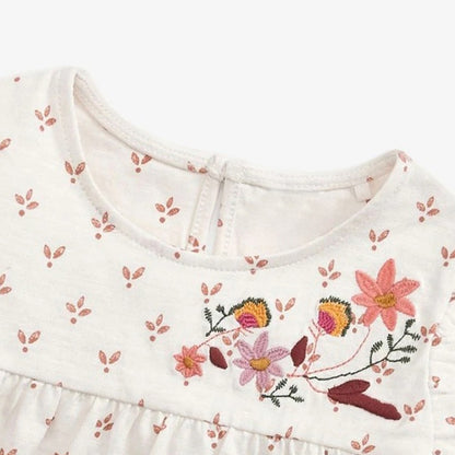 Baby Girl Floral Embroidered Pattern Loose Cotton Shirt