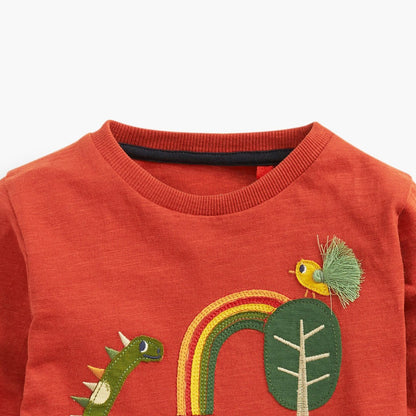 Baby Boy Cartoon Dinosaur Embroidered Graphic Lastest Shirt