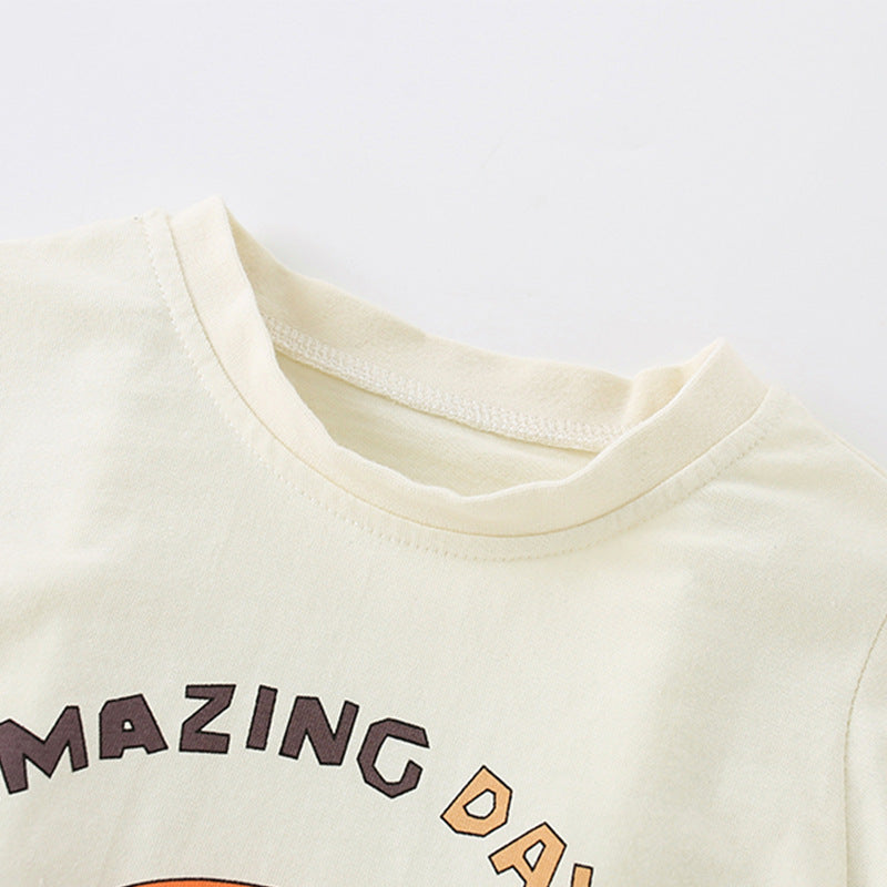 Baby Boy Print Pattern Handsome Boy Ropa de verano Camiseta 